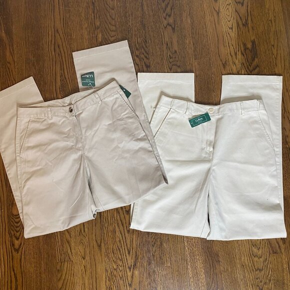 (2) L.L. Bean Classic Fit & Favorite Fit khaki pants size 8 M/Tlight & dark